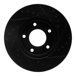 Mazda 929 Brake Rotor (1) - Front Left - R1 Concepts - Drilled & Slotted - Black - `92-`03